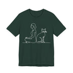 Minimalist Woman and Cat Meditation T-Shirt