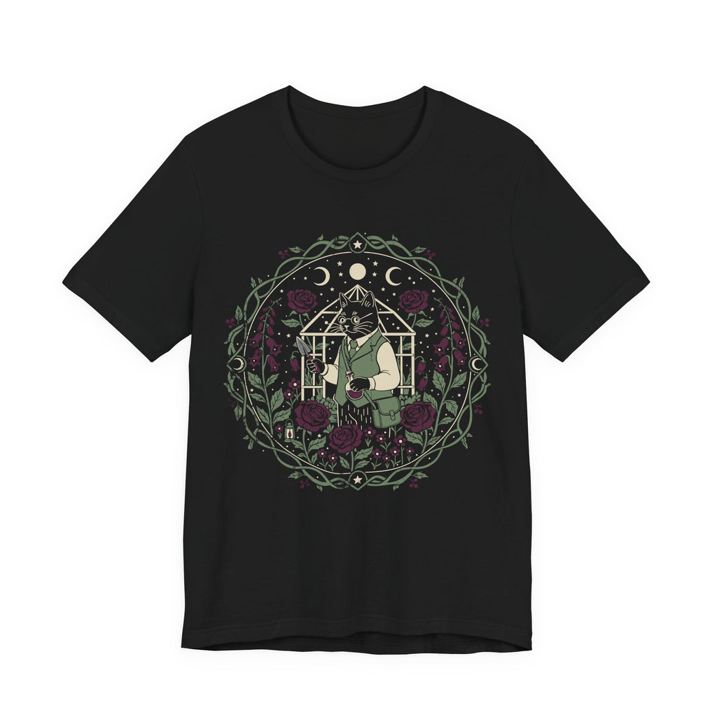 Dark Academia Garden Black Cat T-Shirt