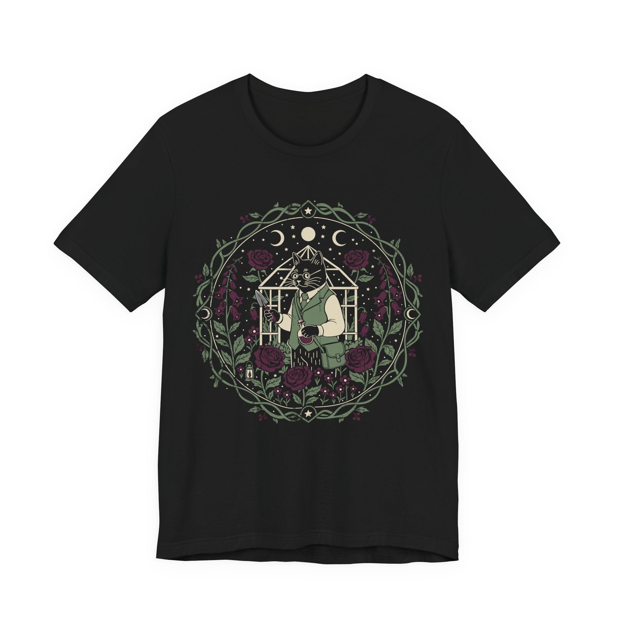 Dark Academia Garden Black Cat T-Shirt