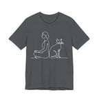 Minimalist Woman and Cat Meditation T-Shirt