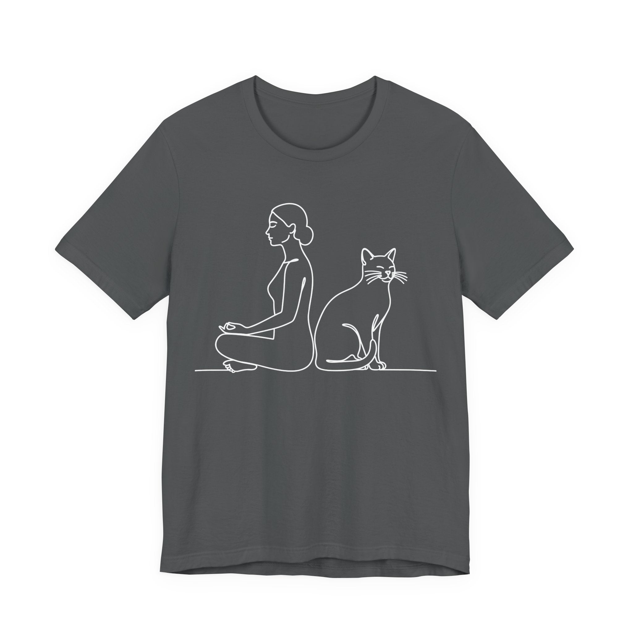 Minimalist Woman and Cat Meditation T-Shirt