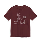 Minimalist Woman and Cat Meditation T-Shirt