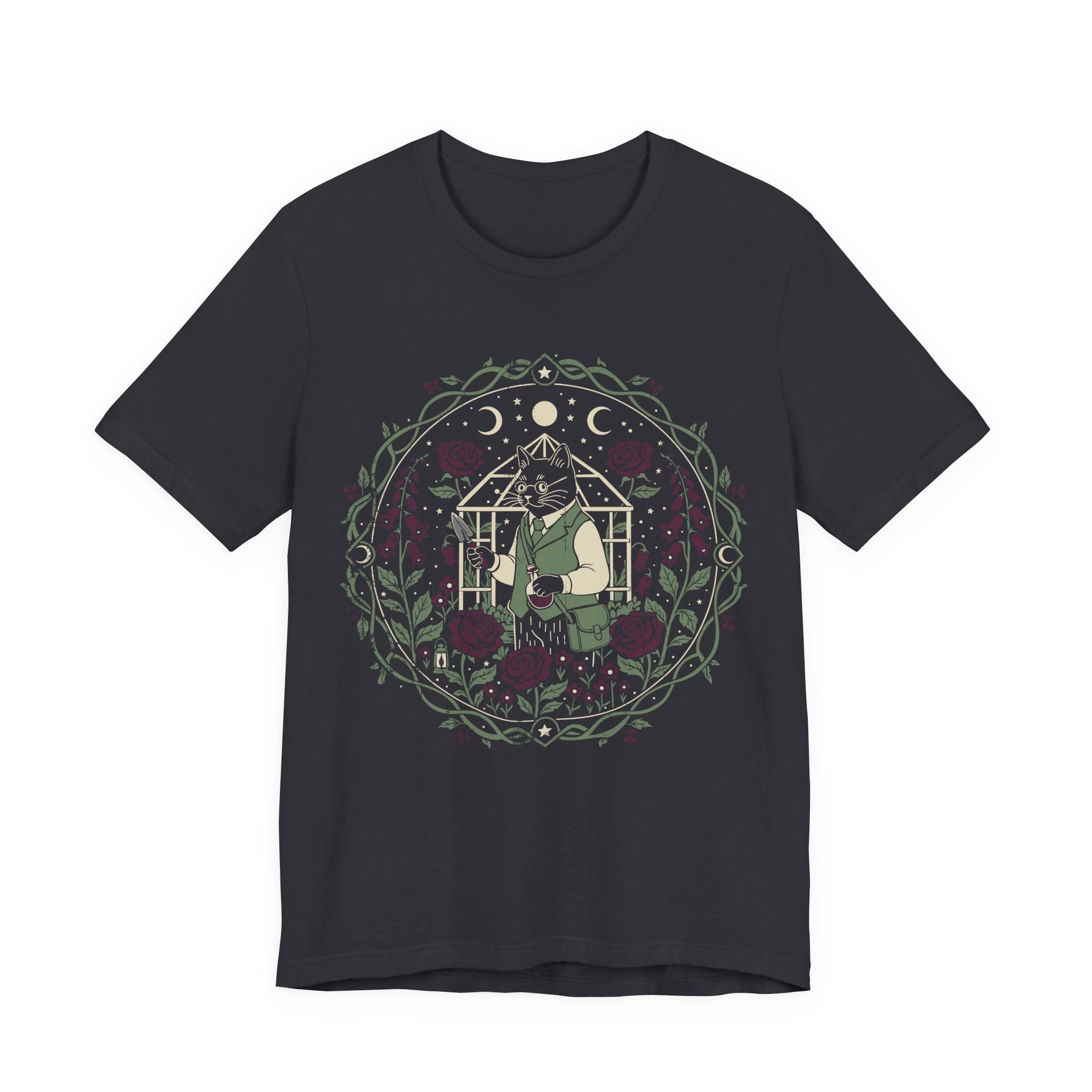 Dark Academia Garden Black Cat T-Shirt