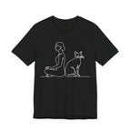 Minimalist Woman and Cat Meditation T-Shirt