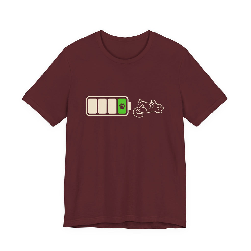 Social Battery Cat Minimal Art T-Shirt
