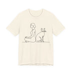 Minimalist Woman and Cat Meditation T-Shirt